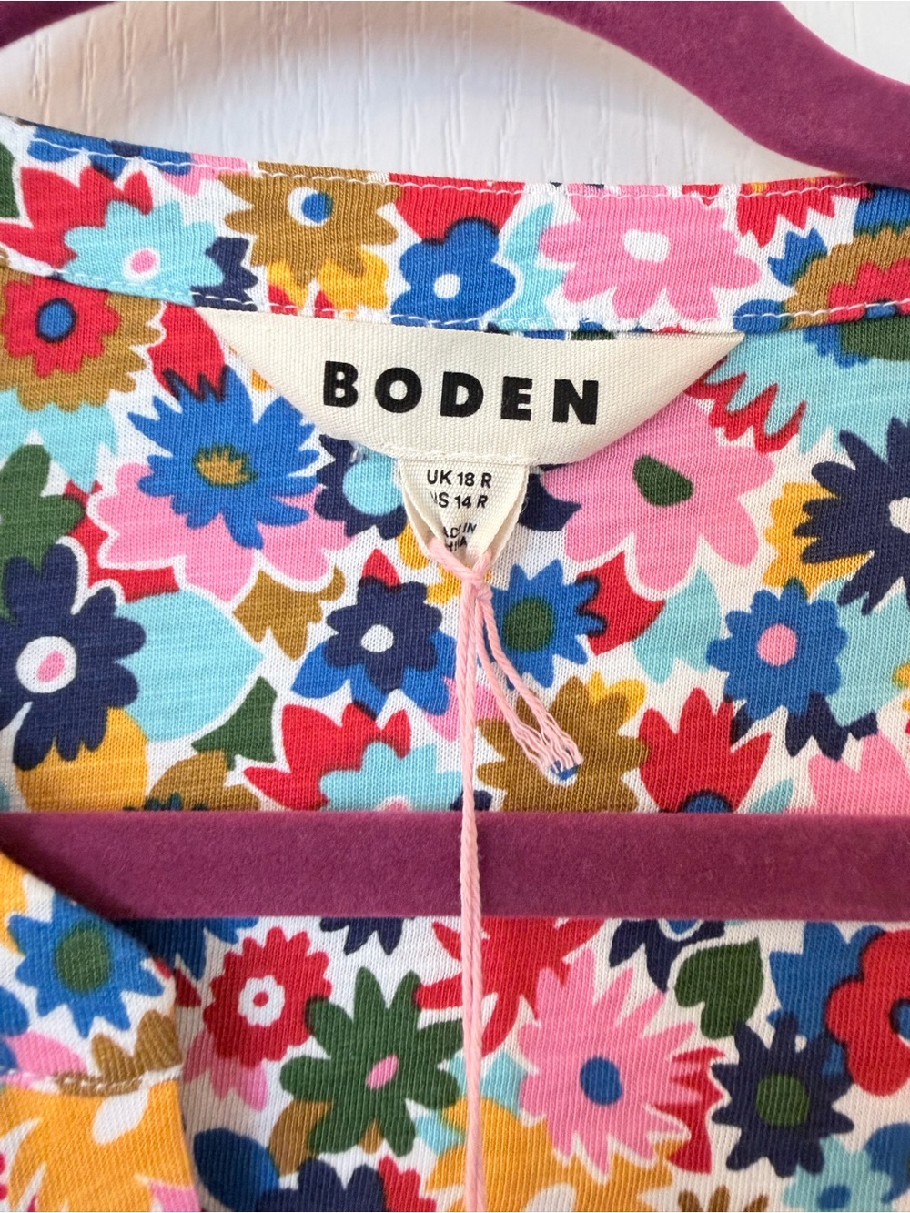 Boden Sofia Trim Jersey Midi Dress US 14 Floral Puff Sleeve NWT - Picture 2 of 5